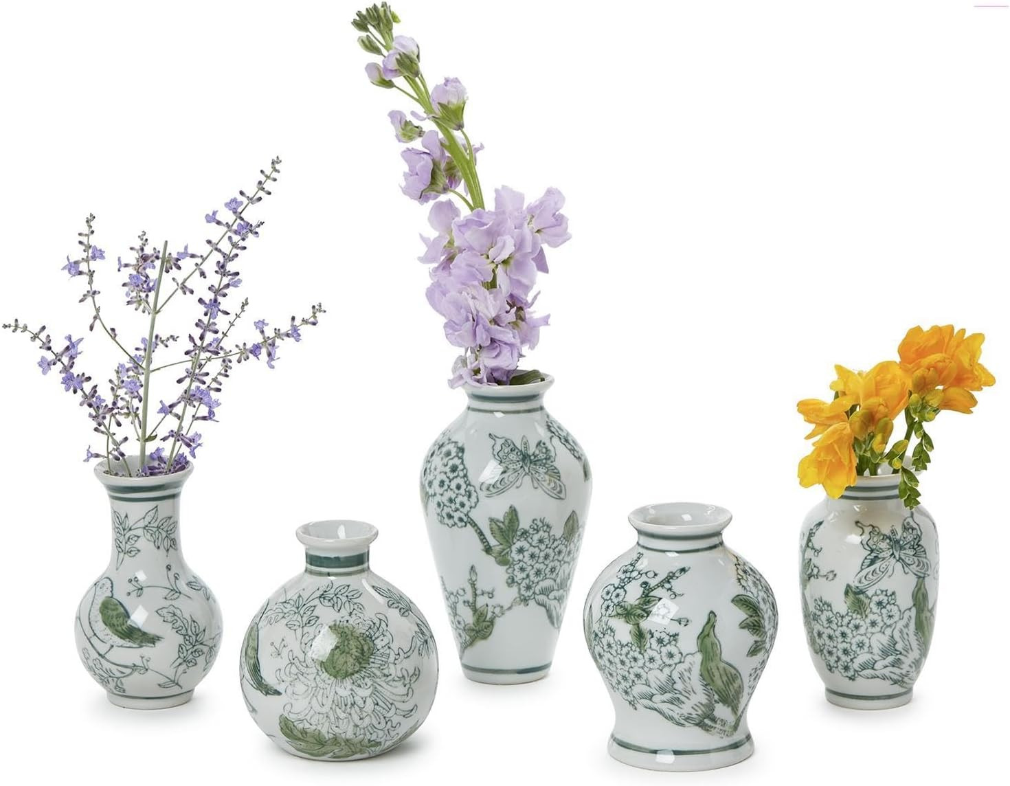 Two's Company Primrose and Lotus Mini Chinoiserie Vases, Porcelain, Set of 5 | Amazon (US)