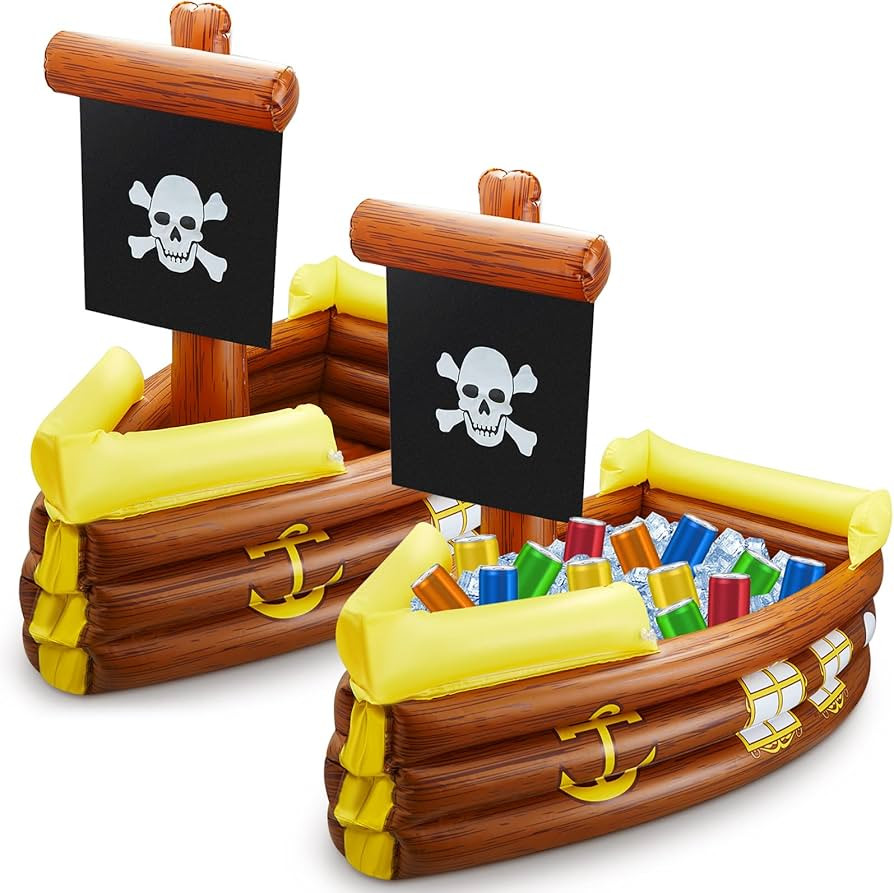 Cunhill 2 Pieces Inflatable Pirate Ship Cooler Inflatable Cooler for Halloween Pirate Ship for Fo... | Amazon (US)