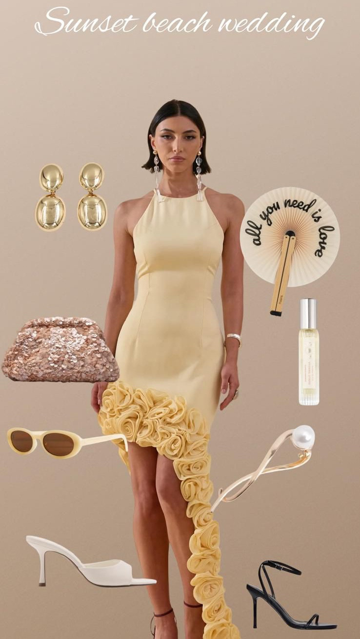 Sunset Beach Wedding ☀️

Beach Wedding Guest Outfit, Yellow Ruffle Hem Dress, Destination Wedding Style, Coastal Occasionwear, Gold Statement Earrings, Sequin Clutch Bag, Strappy Heel Sandals, Summer Wedding Look

#LTKwedding #LTKuk #LTKsummer