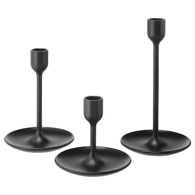 FULLTALIG Candlestick, set of 3 - black - IKEA | IKEA (DE)