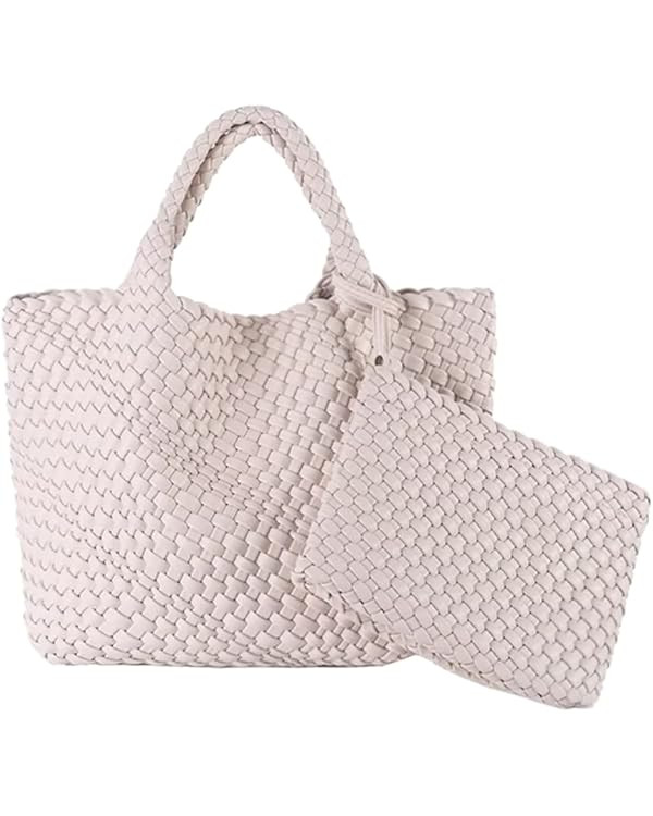 Women Leather Hand-Woven Tote Handbag Fashion Shoulder Top-handle Bag Large Capacity Underarm Bag... | Amazon (US)