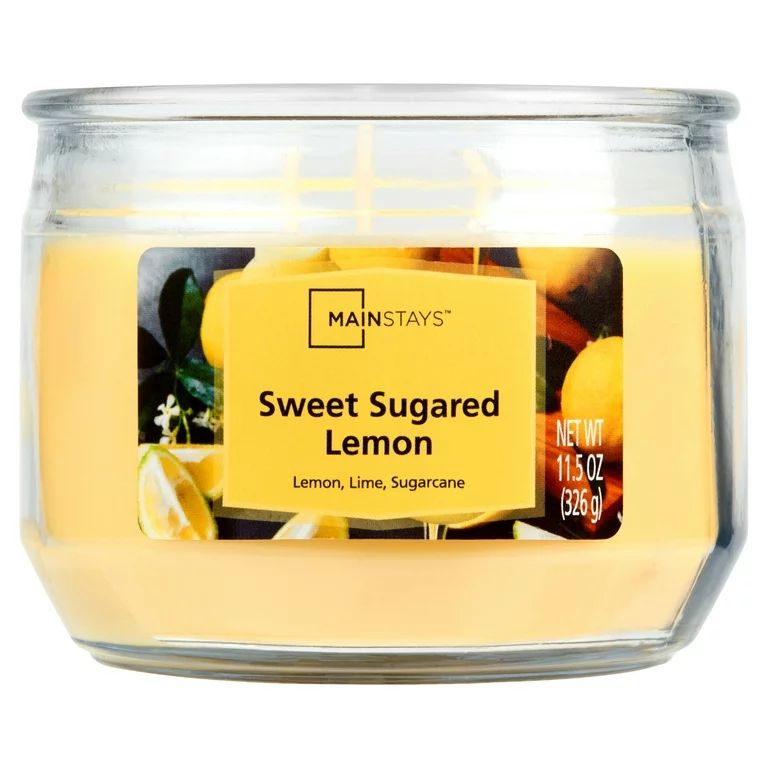 Mainstays Sweet Sugared Lemon Scented 3-Wick Glass Jar Candle, 11.5 oz | Walmart (US)