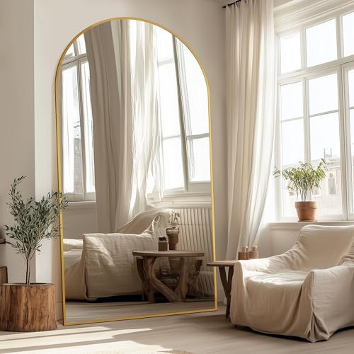 Antok Full Length Mirror, 46"x90" Oversized Floor Mirror with Stand for Bedroom, Living Room Cloakroom, Gold, Arch Style | Amazon (US)