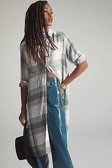 Pilcro Longline Plaid Buttondown | Anthropologie (US)