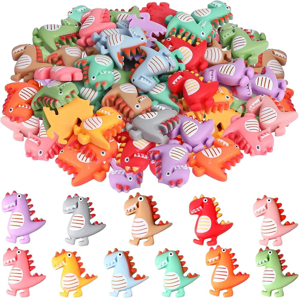 Lenwen 110 Pcs Resin Dinosaur Charms Flatback Dinosaur Decorations Resin Pendant for DIY Scrapboo... | Amazon (US)