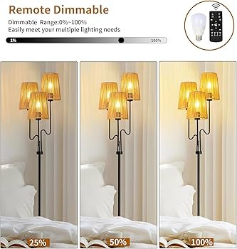 Boho Floor Lamp for Living Room,Rattan Floor Lamps with Remote Dimmable,Flower Standing Lamp Tree... | Amazon (US)