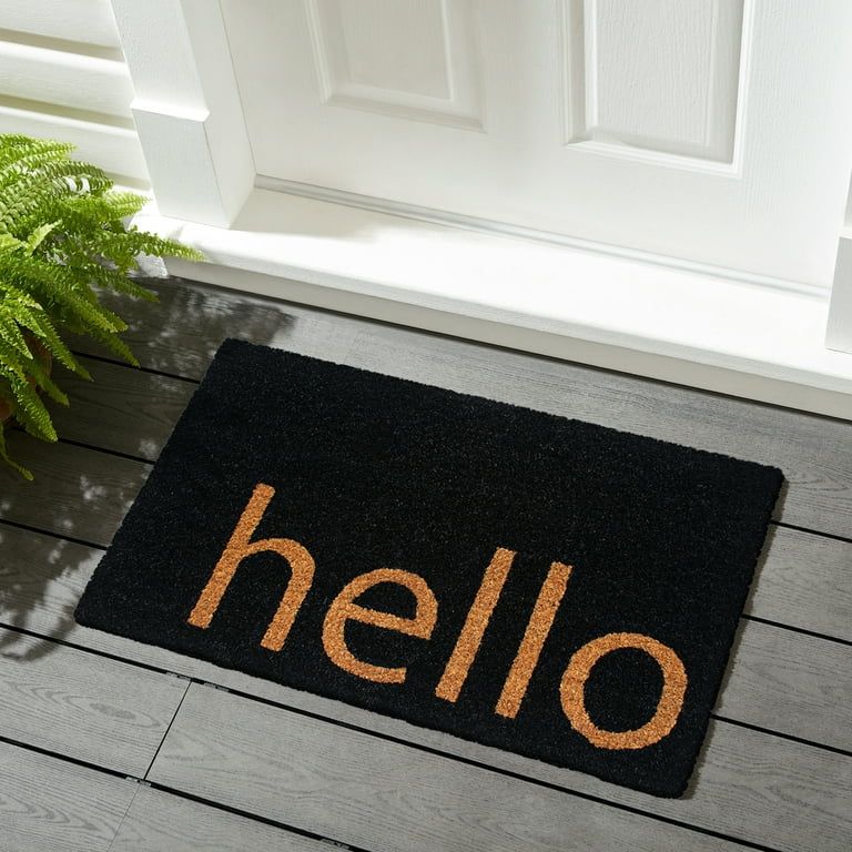 Mainstays Black Hello Coir Doormat 18"X30" | Walmart (US)