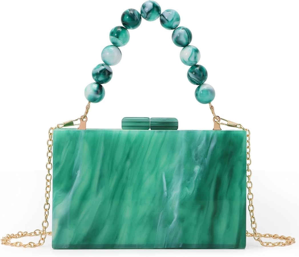 Fecialy Women Acrylic Clutch Purse Beads Evening Handbag Marble Clutch Formal Party Bridal Weddin... | Amazon (US)