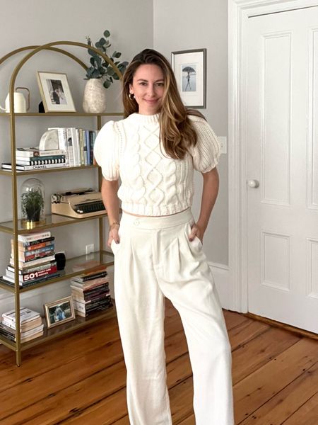 Classic style, cropped sweater, trousers, thanksgiving outfit idea, comfy work outfit, fall work style, work looks 

#LTKunder50 #LTKunder100 #LTKworkwear