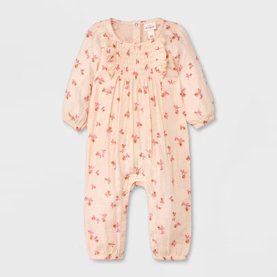 Baby Girls' Solid Long Sleeve Romper - Cat & Jack™ | Target