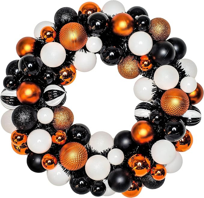 Party City Glitter Halloween Ornament Wreath, Halloween Door Decoration, 20" W | Amazon (US)