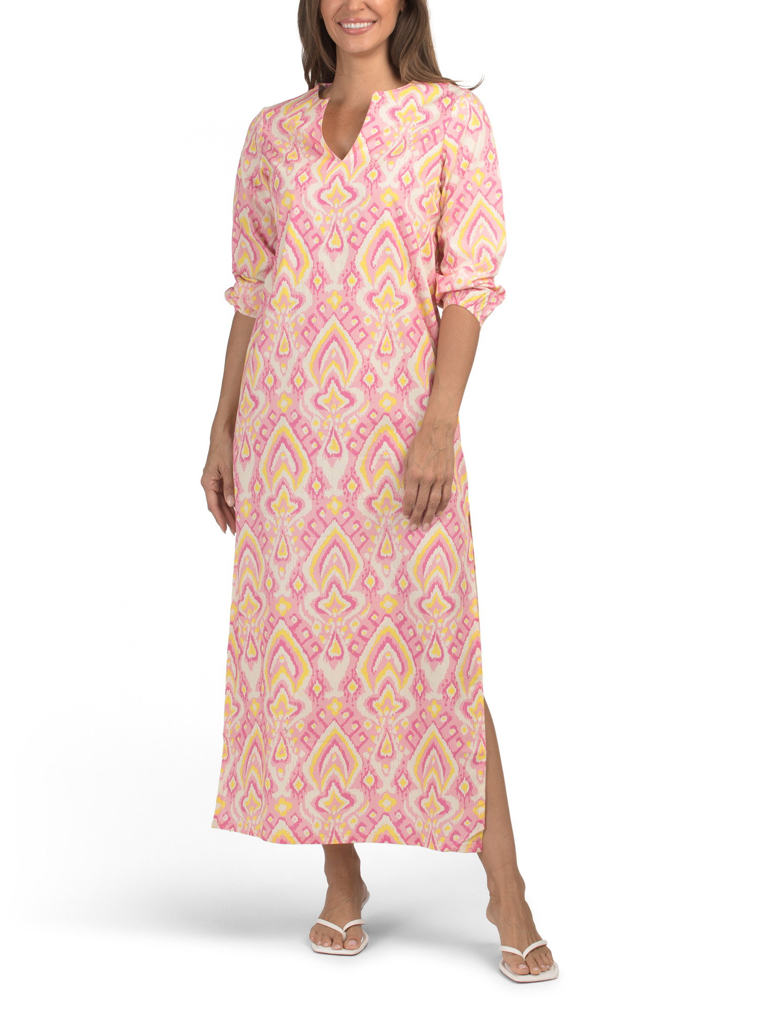 Long Sleeve Printed Caftan Maxi Dress | Casual Dresses  | Marshalls | Marshalls