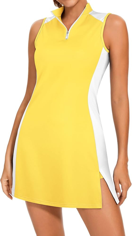 Viracy Tennis Dress Golf Dresses for Women with Shorts, Pockets Sleeveless Zip Up Stand Collar Li... | Amazon (US)