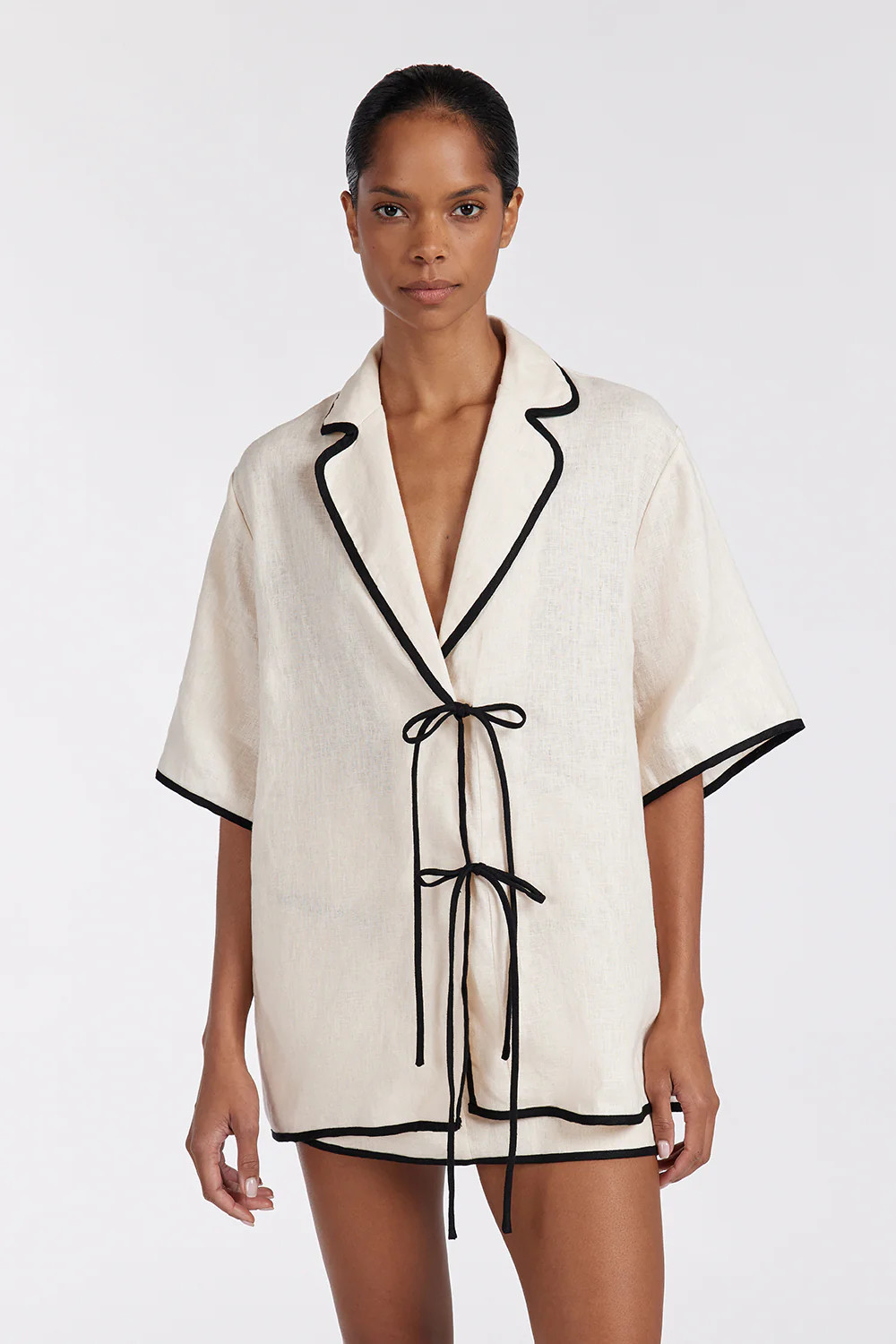 VON CREAM LINEN SKORT | DISSH