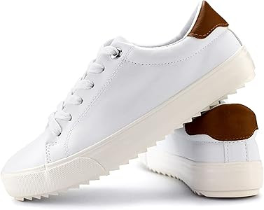 Amazon.com | Hawkwell Women's Youth White Fashion Sneakers Casual Walking Shoes,White PU,8.5 M US... | Amazon (US)