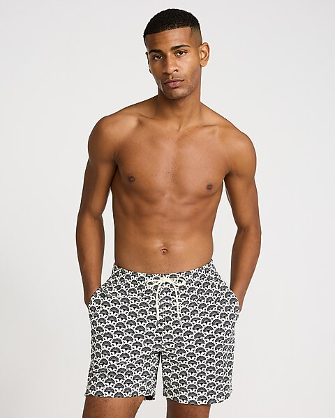 6" Geo Elastic Waist Swim Trunks | Express