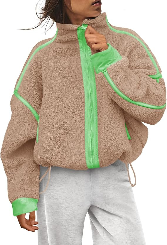 Panadila Womens Fleece Zip Up Jacket Fuzzy Sherpa Jacket Casual Teddy Coats Winter Outerwear with... | Amazon (US)