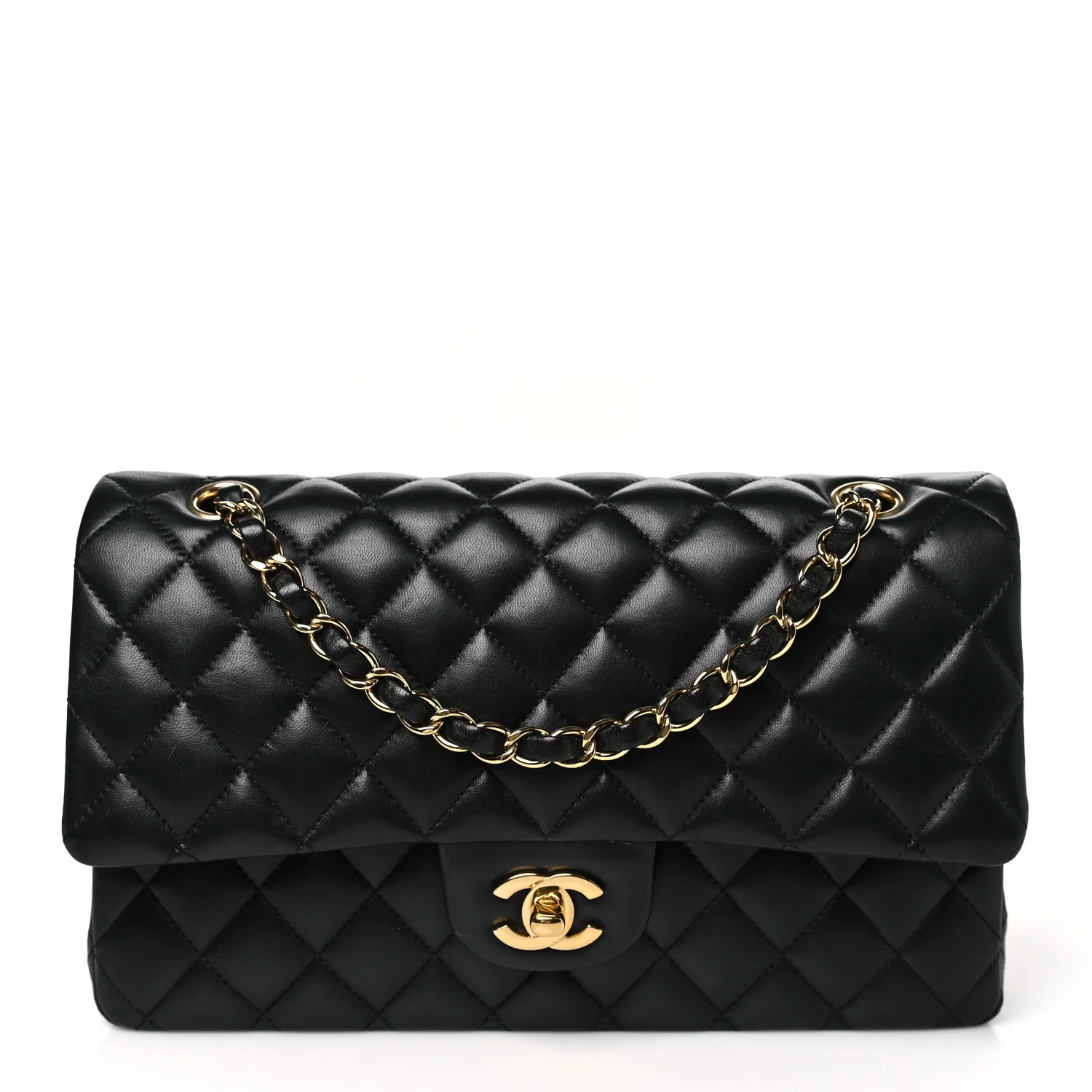 Chanel Lambskin Quilted Medium Double Flap Black 1710244 | FASHIONPHILE (US)
