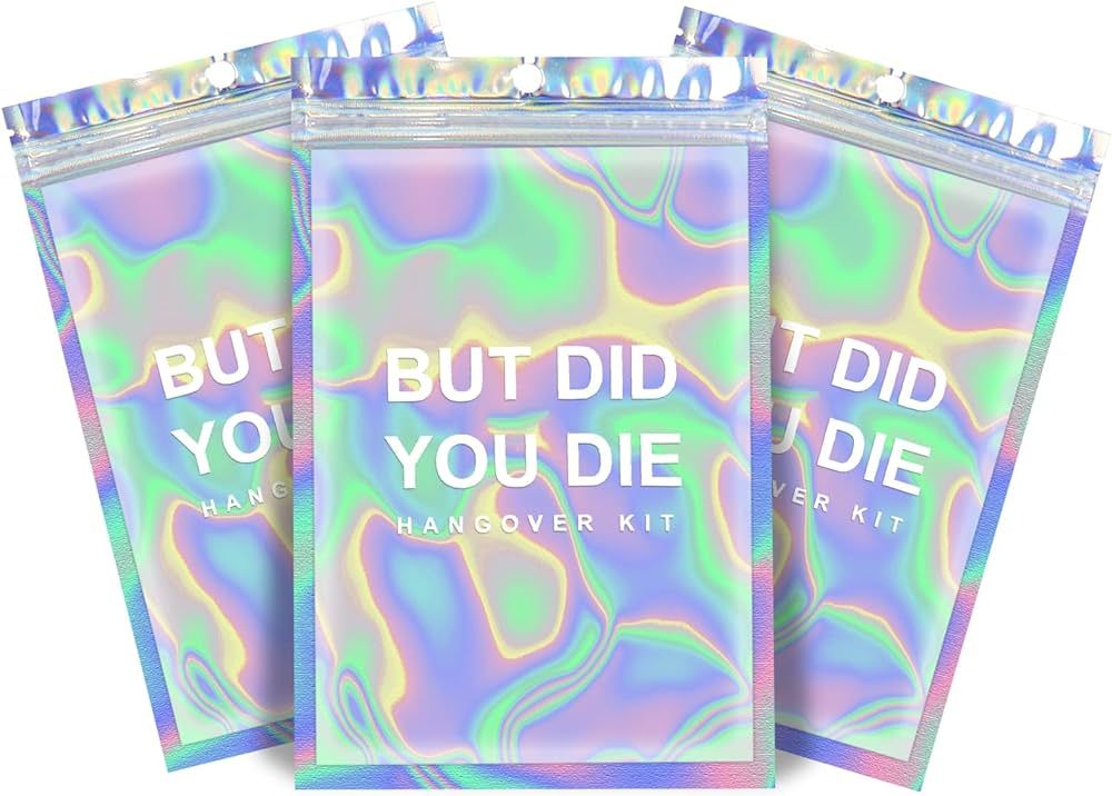 Hangover Kit Bags 20Pcs DID You DIE Holographic Hang Over Recovery Bags Bachelorette Party Suppli... | Amazon (US)