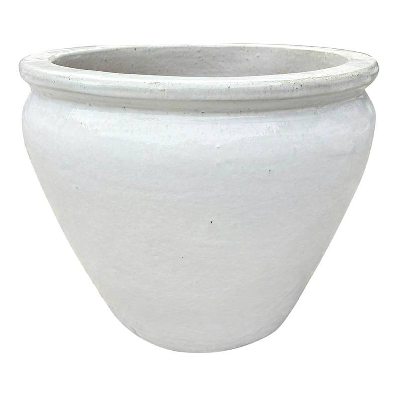 Arcadia White Ceramic Outdoor Planter, Medium | At Home