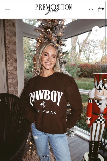 Premonition goods cowboy christmas sweatshirts restocked and are 15% off for small business Saturday!! Discount added at checkout! I got a medium for an oversized fit! 

#LTKHoliday #LTKGiftGuide #LTKCyberWeek