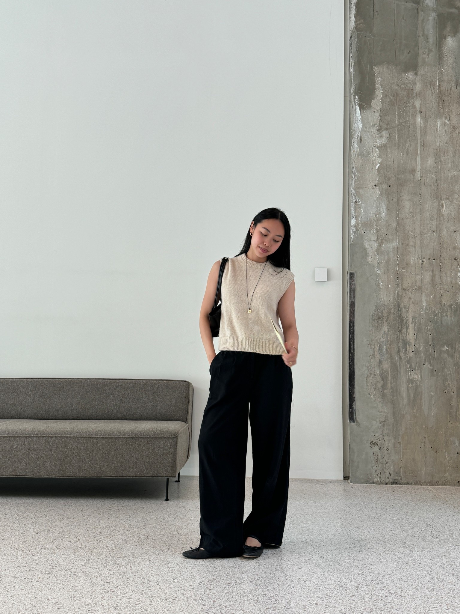 Simple summer chic outfit: vest top from Sezane, wide leg trousers from Uniqlo and ballerinas from Mango

#LTKSummerEdit #LTKFindsUnder50 #LTKFindsUnder100