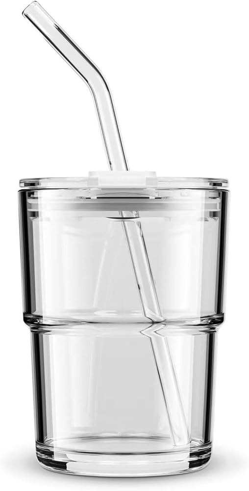 BLUEPOLAR 13oz/400ml Tumbler Water Glass, Glass Coffee Cups with Lids and Straws, Iced Tea Cups I... | Amazon (US)