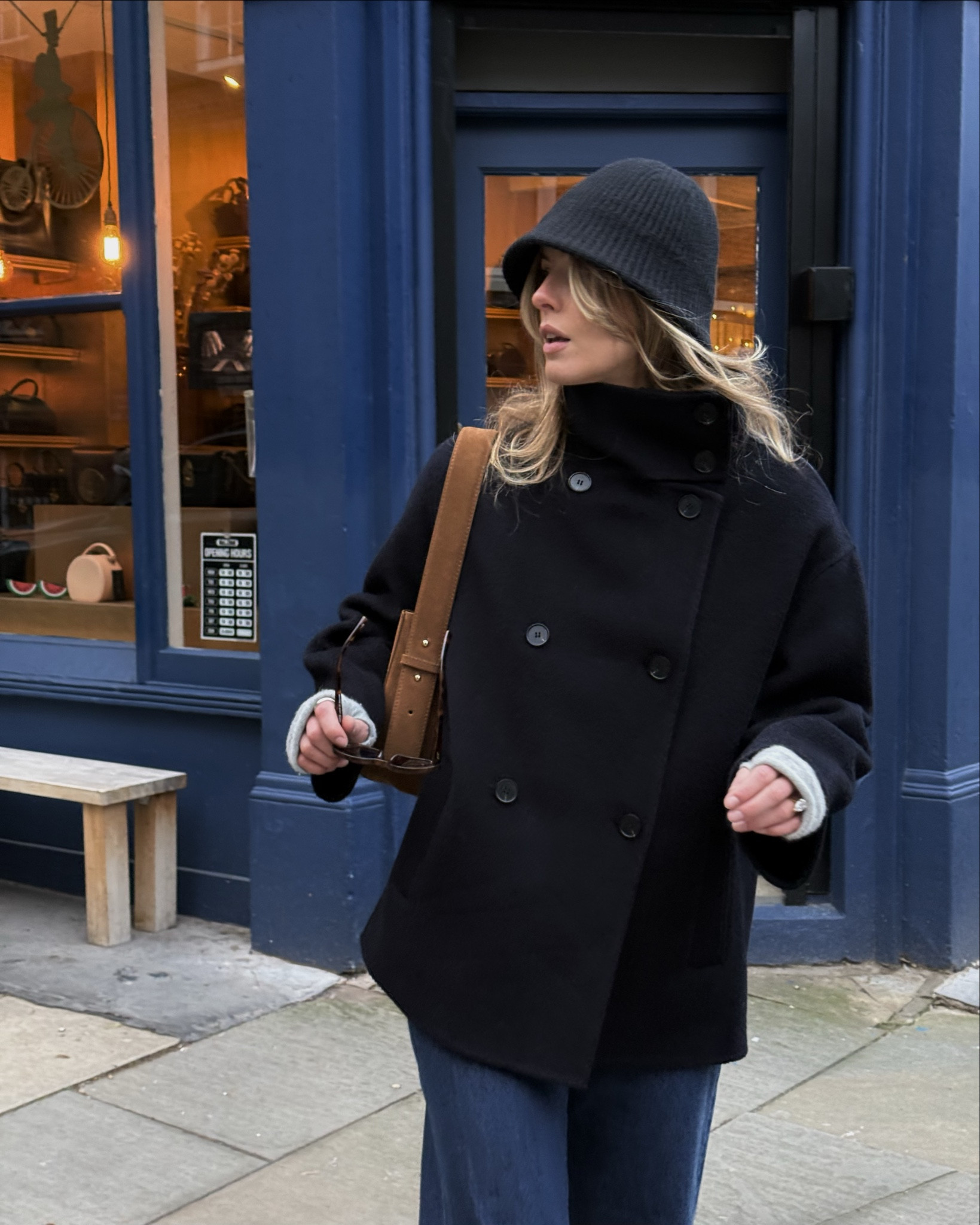 Blue and black do go together 💙🖤

Hush, peacoat, navy coat, funnel jacket, wool coat, knitted bucket hat, Anthropologie, blue jeans, straight leg jeans, Abercrombie, suede bag, black boots, kitten heel boots, square toe boots, navy blue, winter look, winter layering, winter outfit 

#LTKeurope #LTKuk #LTKwinter