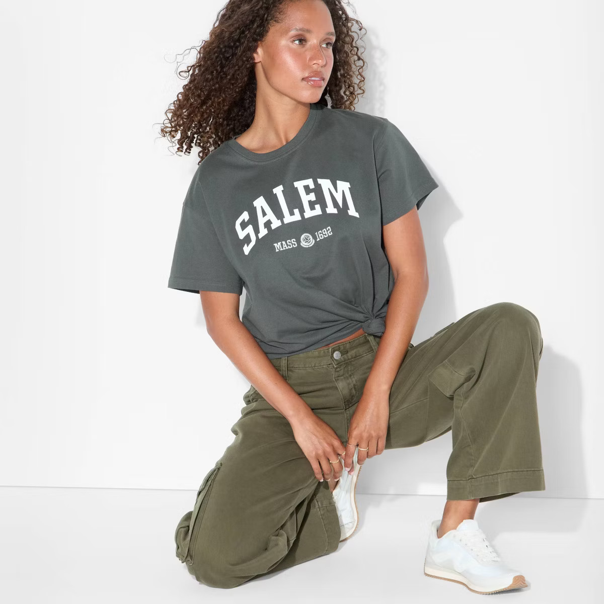 Women's Salem Boyfriend Short Sleeve Graphic T-Shirt - Gray | Target