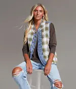 Pieced Plaid Denim Vest | Buckle