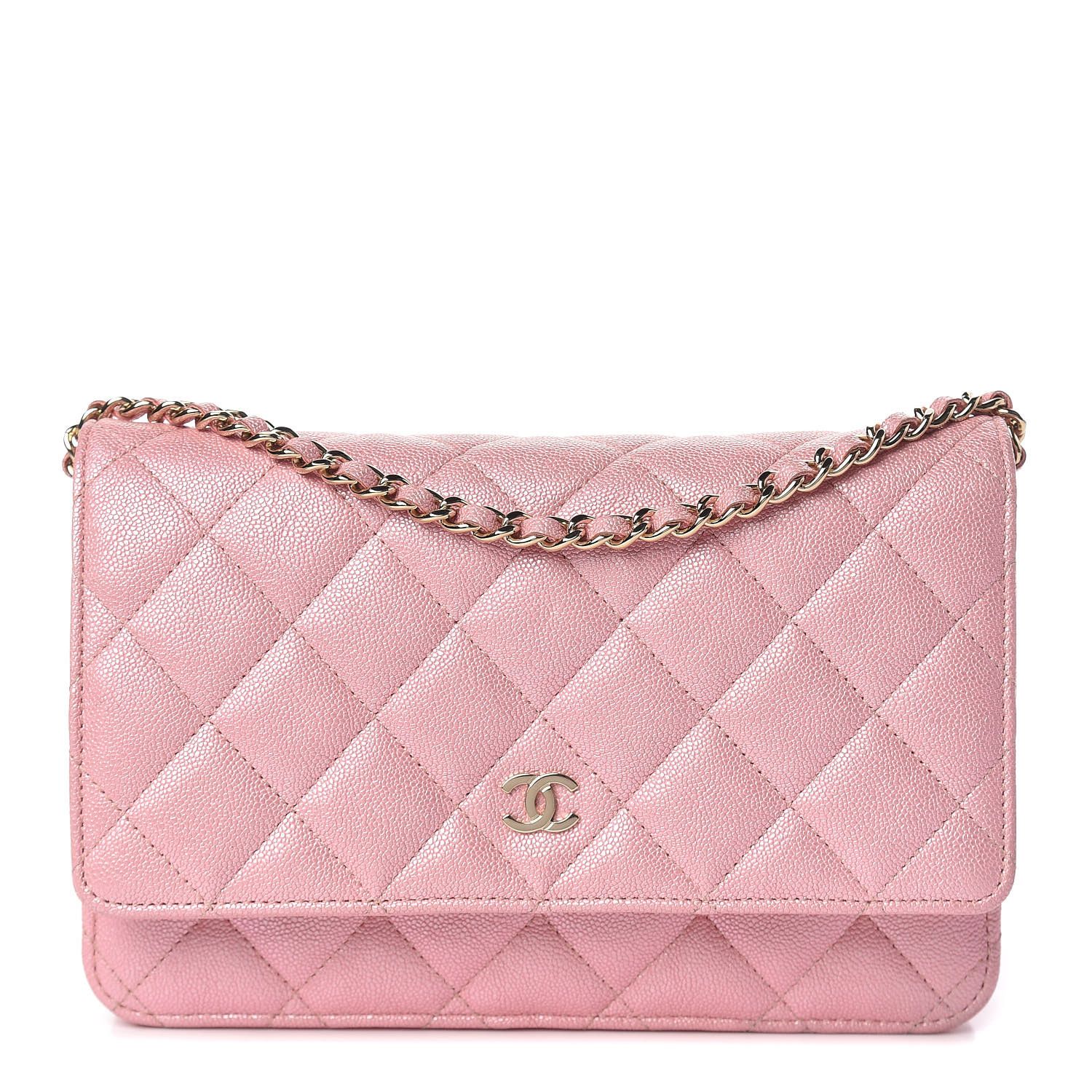 CHANEL Iridescent Caviar Quilted Wallet on Chain WOC Rose Pink | Fashionphile