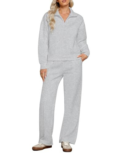 GRAPENT Gray Two Piece Outfits for Women 2 Piece Lounge Set Women Women Sets 2 Piece Outfits Fall Sets Women 2 Piece Outfits Womens Tracksuits 2 Piece Set Heather Gray Size Small US Size 4 to Size 6 | Amazon (US)
