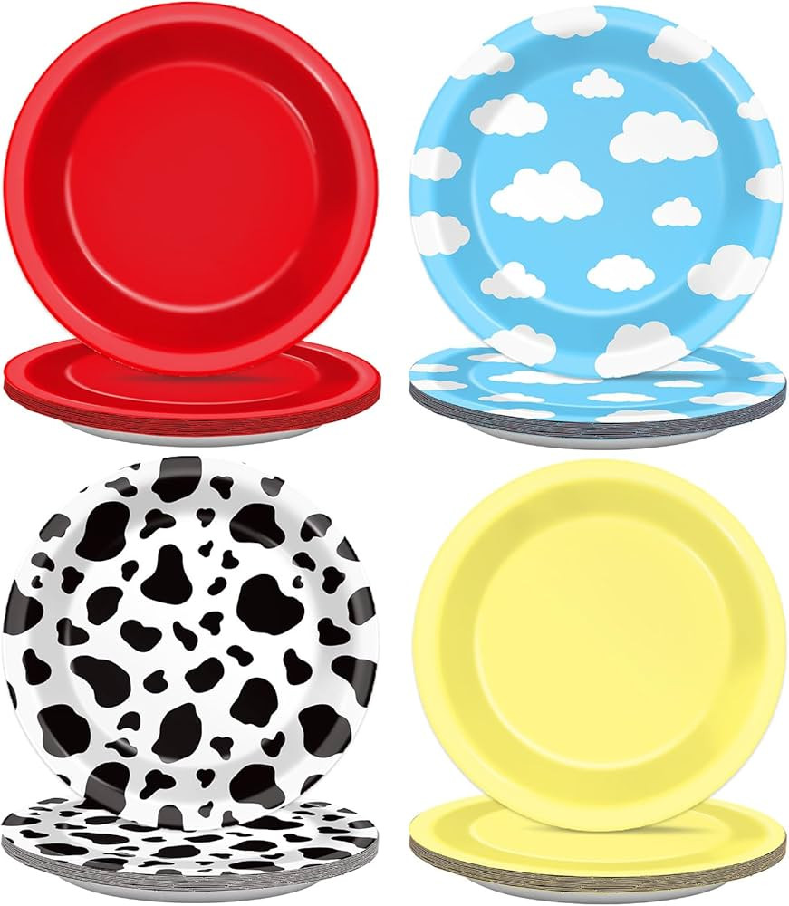 48Pcs Cartoon Story Birthday Party Paper Plates for Toy Inspire Game Story Table Supplies 7" Cow ... | Amazon (US)