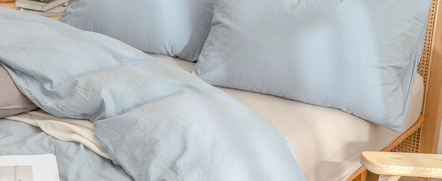 BESTOUCH Duvet Cover Set 100% Washed Cotton Linen Feel Super Soft Comfortable Chic Lightweight 2 ... | Amazon (US)