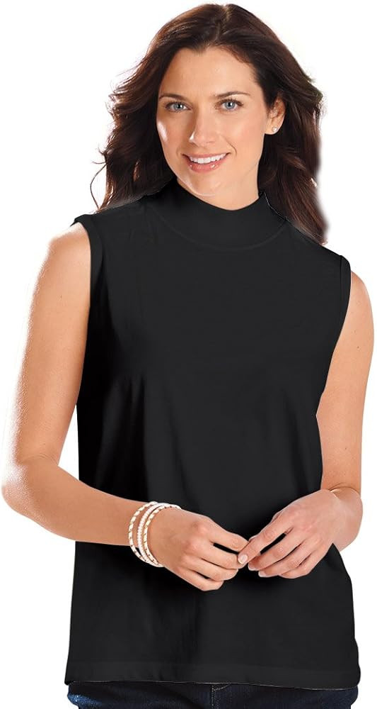 AmeriMark Women's Mock Neck Sleeveless Top – Turtleneck Top with Ribbed Neckline | Amazon (US)
