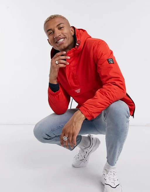 Bershka overhead windbreaker jacket in red | ASOS (Global)