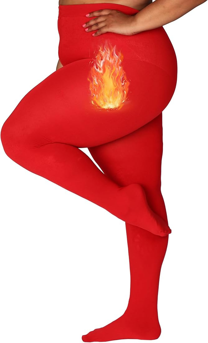 HONENNA Queen Plus Size Fleece Lined Tights, 11+ Colors Thermal Warm Winter Tights for Women, Med... | Amazon (US)