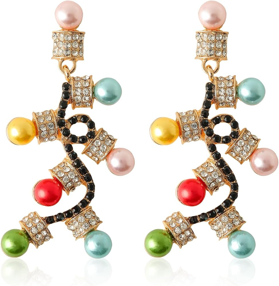 Pearl Earrings for Women Hoops Gold Cubic Zirconia Earrings Pearl Jewelry for Women | Amazon (US)