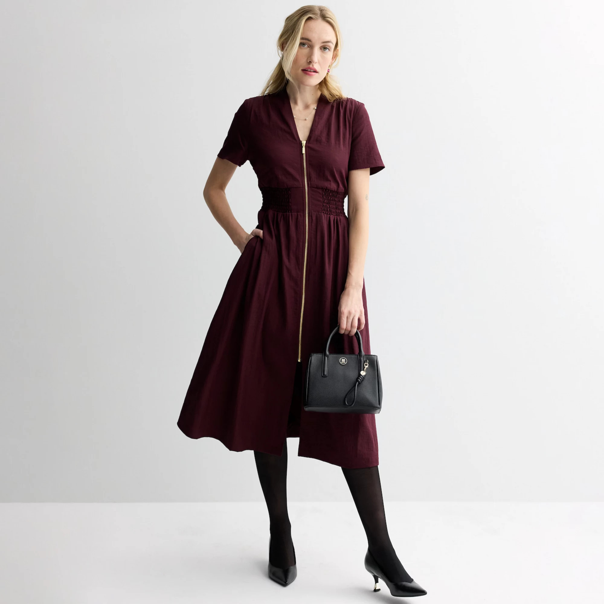 Women's Nine West Zip Front Midi Dress | Kohl's