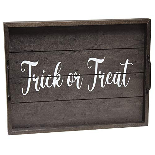 Elegant Designs, 15.50" x 12", Trick or Treat Decorative Wood Serving Tray w/Handles, Black Wash Trick & Treat (HG2000-KTT) | Amazon (US)