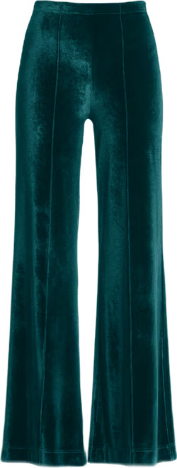 Pull-On Velvet Wide Leg Pant - Emerald | Boston Proper | Boston Proper