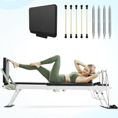 Pilates Reformer, PAETA Foldable Reformer Pilates Machine for Home Use, with Dual Resistance- Springs and Cords, Pilates Equipment for Home Workouts with Jump Board, Up to 400 LBS(White | Amazon (US)