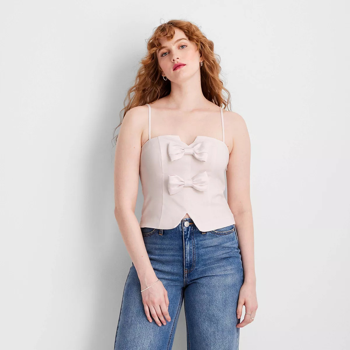 Women's Bow Front Tank Top - Future Collective Cream S | Target
