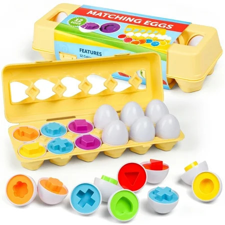 Beefunni Color Shape Matching Eggs Toys w/ Egg Box for Toddlers, Preschool Learning Toys Educational Sorting Easter Eggs Toys, Christmas Gift for Kids Boys Girls 3 4 5 6+ | Walmart (US)