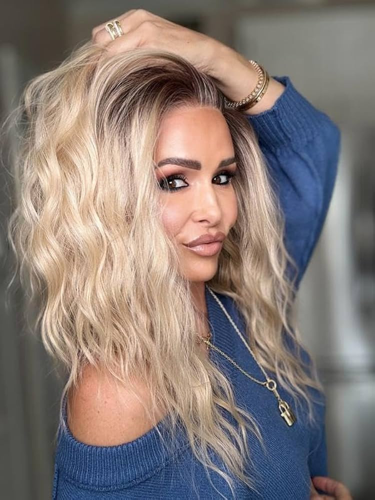 Aisom Mila Pearl Sand SS Water Wave 13x4 Free Part Glueless Lace Wig with Scandinavian Hairline H... | Amazon (US)