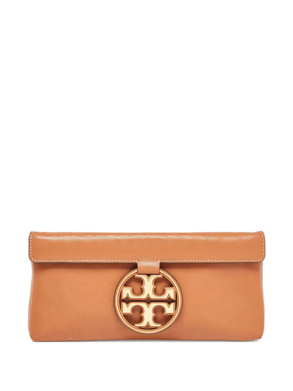 Tory Burch Miller leather clutch bag - Brown | Farfetch Global