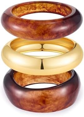 Chunky Resin Bracelet for Women Vintage Tortoiseshell Resin Bangle Bracelets Set Wide Acetate Wri... | Amazon (US)