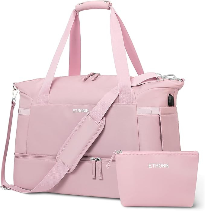 ETRONIK Gym Bag for Women, Travel Duffel Bag with USB Charging Port, Weekender Overnight Bag with... | Amazon (US)