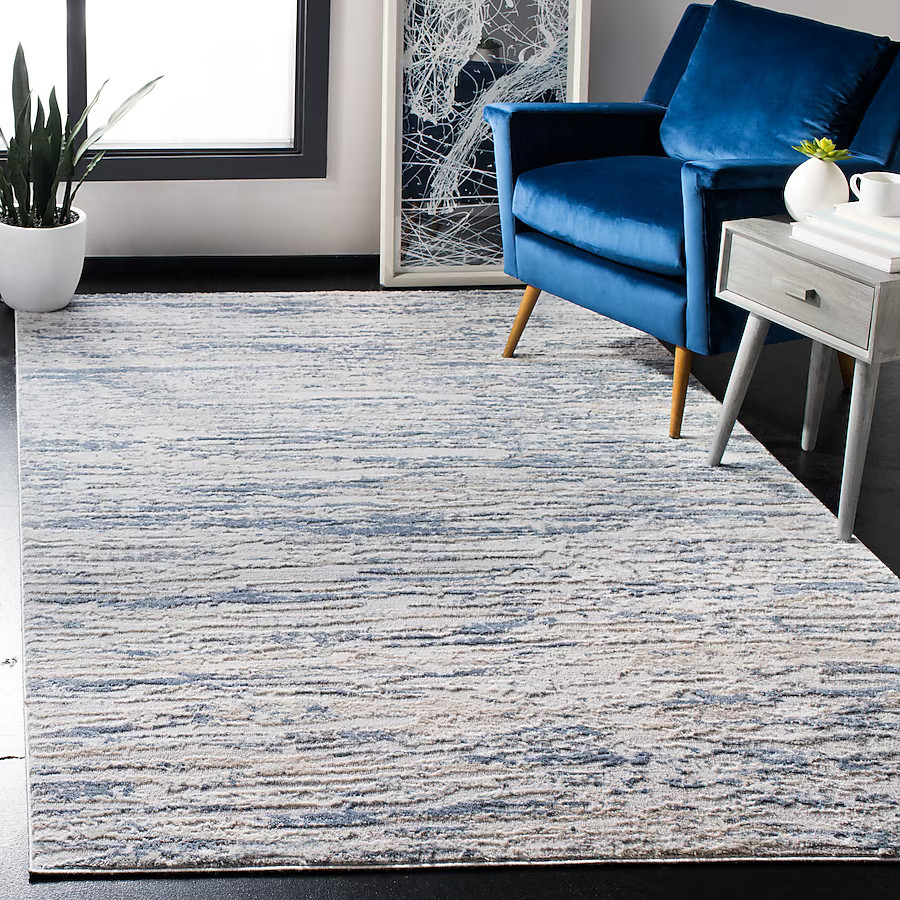 Safavieh Amelia Vento 6 x 9 (ft) Loomed Synthetic Ivory/Blue Rectangular Indoor Abstract Area rug | Lowe's