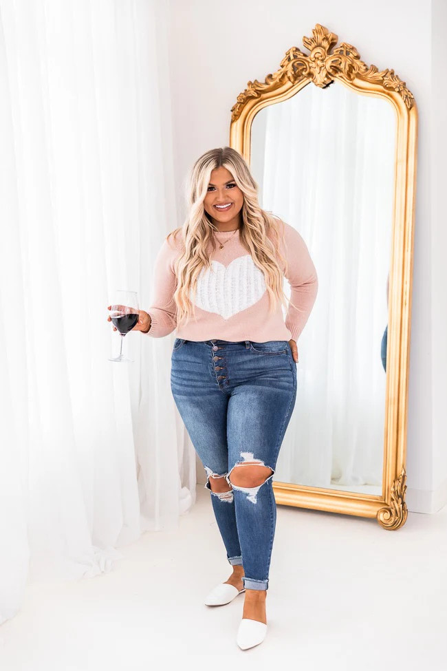 Dearest Hearts Pink Sweater | The Pink Lily Boutique